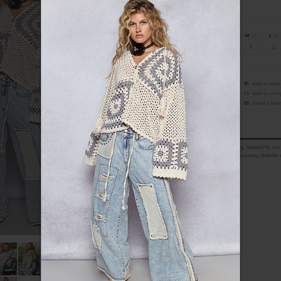 POL “ Jahnna 2” POL Hand Open Knit Hoodie Sweater 75 - Picture 7 of 7